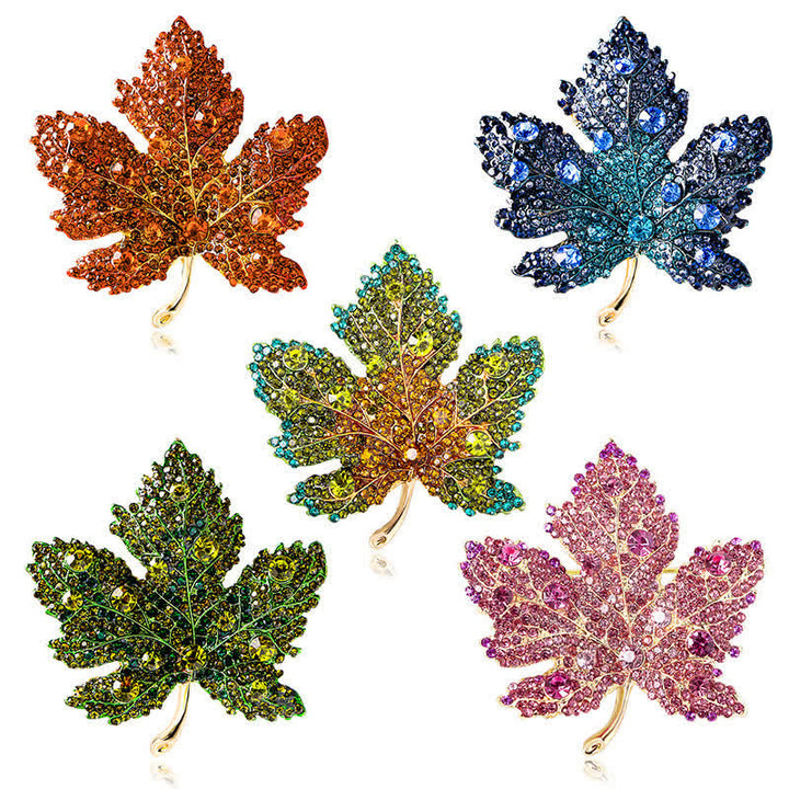 Women's Rhinestone Crystal Maple Leaf Brooch