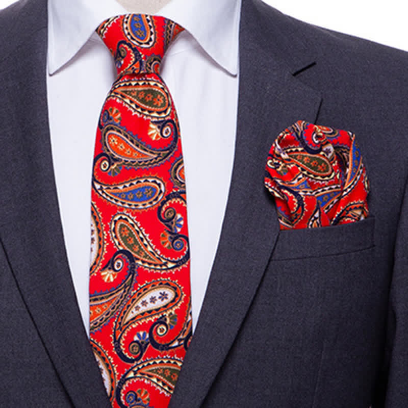 2Pcs Men's Exotic Paisley Necktie Set