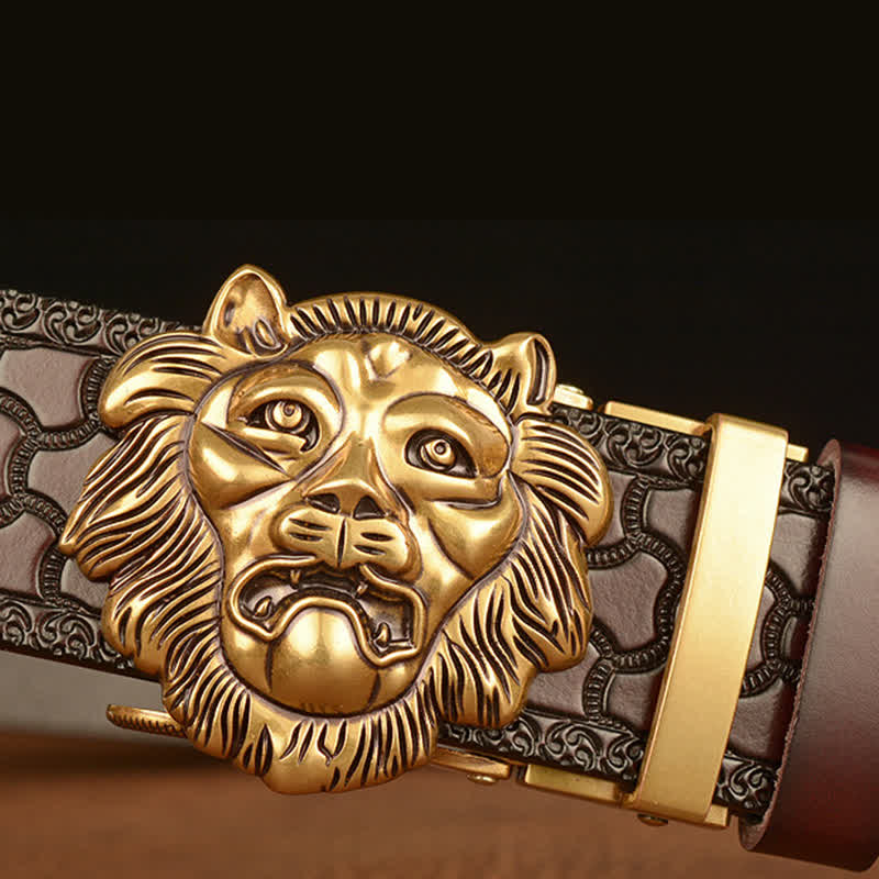 Men's 3D Sculpture Lion Head Leather Belt