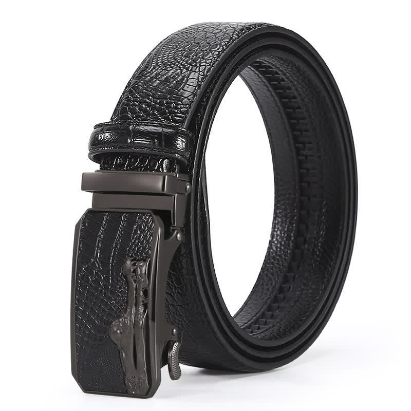 Men's Crocodile Pattern Automatic Buckle Leather Belt