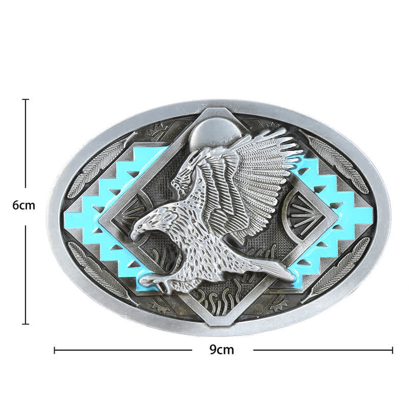 Men's DIY Enamel Landing Eagle Buckle Leather Belt