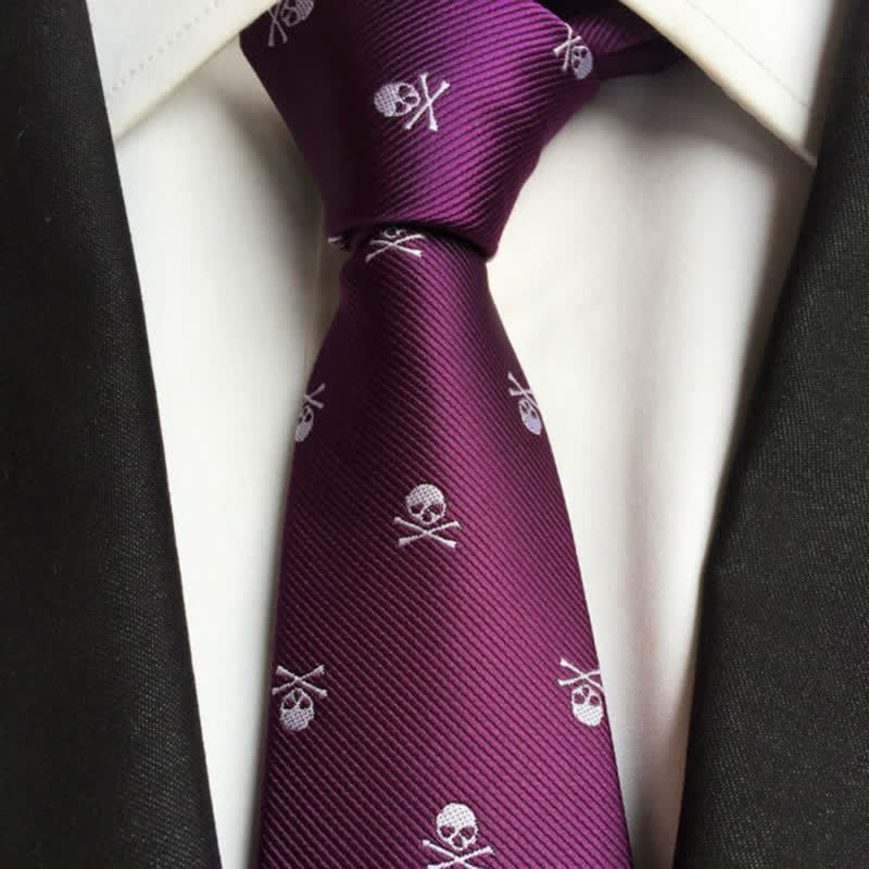 Men's Halloween Skeleton Cross Bones Necktie - image 8