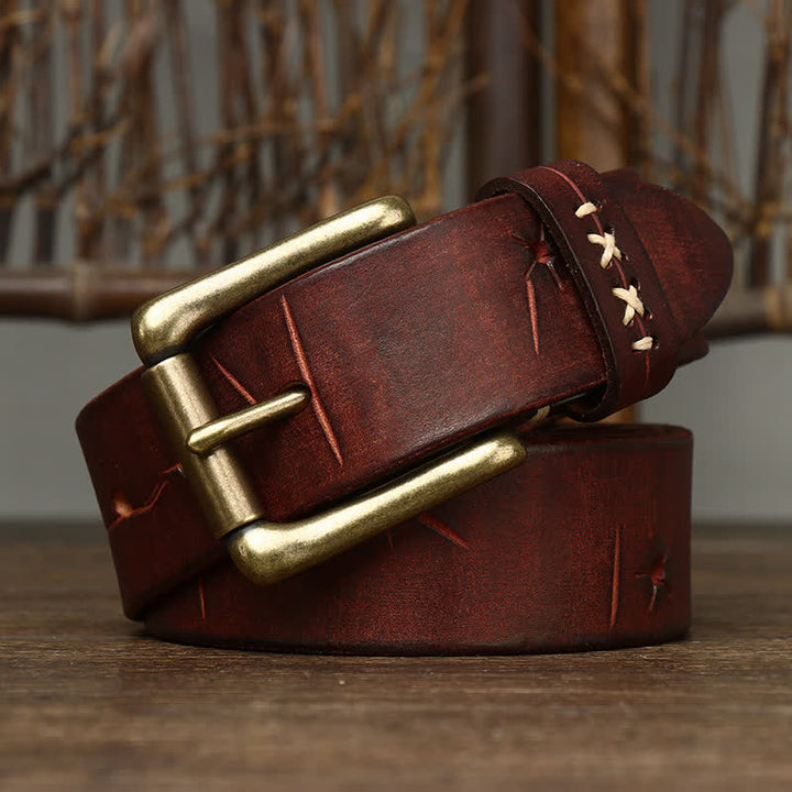 Men's Vintage Fancy Carving Leather Belt - image 10