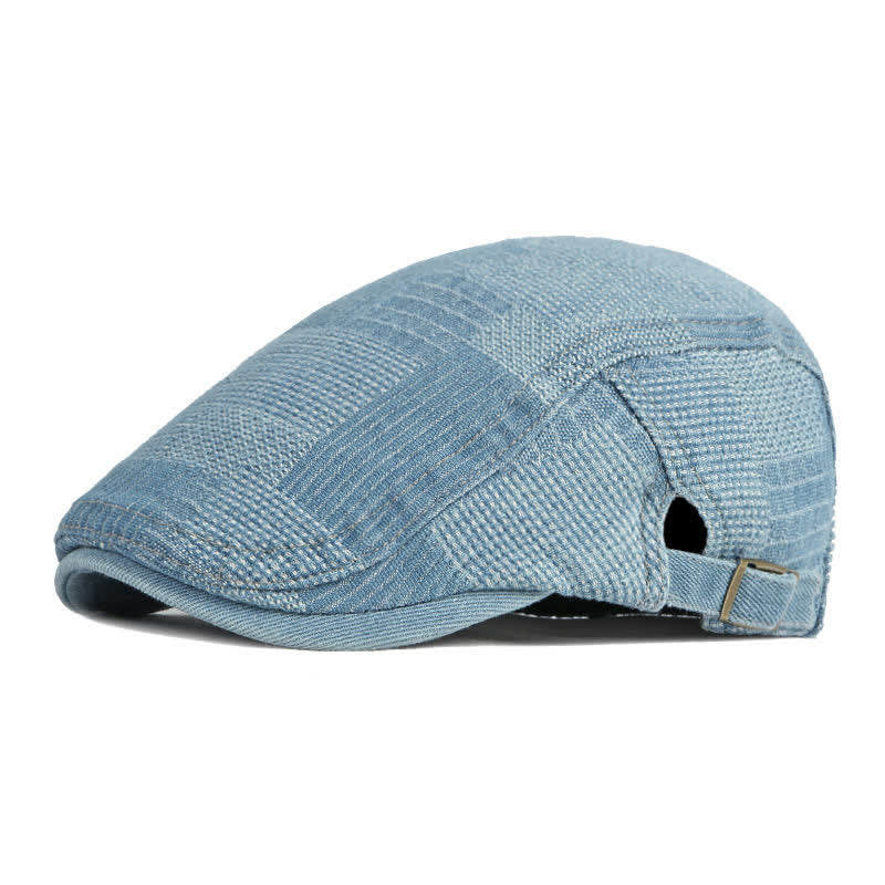 Personality Painter Washed Denim Beret Flat Cap - Light Blue - Adjustable (about 21 5/8"-23 5/8") - image 11