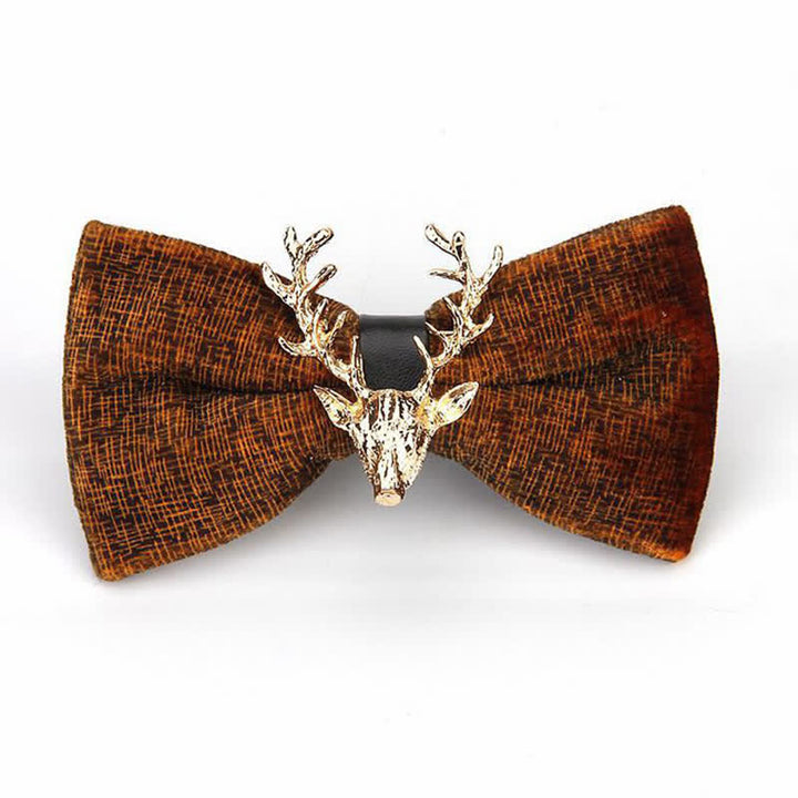 Men's Reindeer Head Velvet Bow Tie