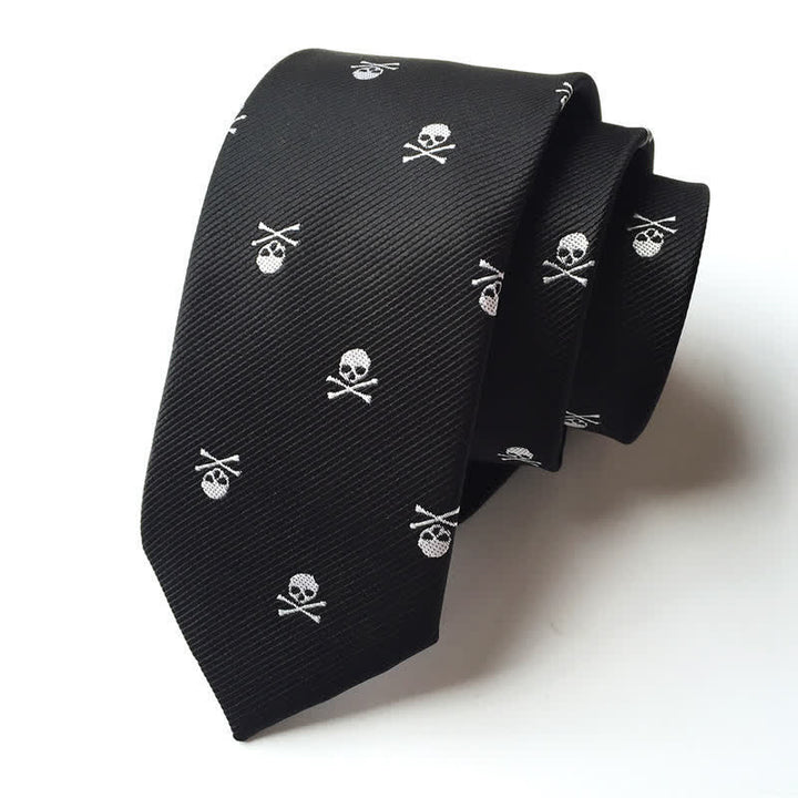 Men's Halloween Skeleton Cross Bones Necktie - Black & White - image 1