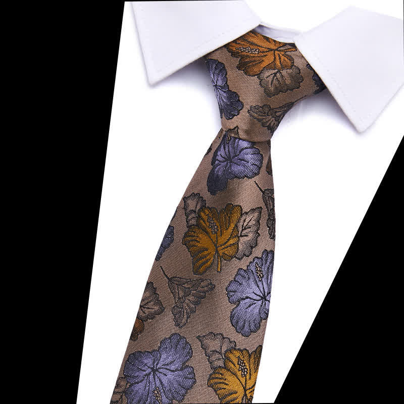 Men's Botanical Leaves Floral Necktie - Maple - image 4