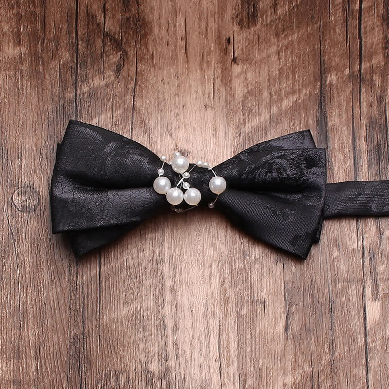 Men's Black Personality Pearls Bow Tie