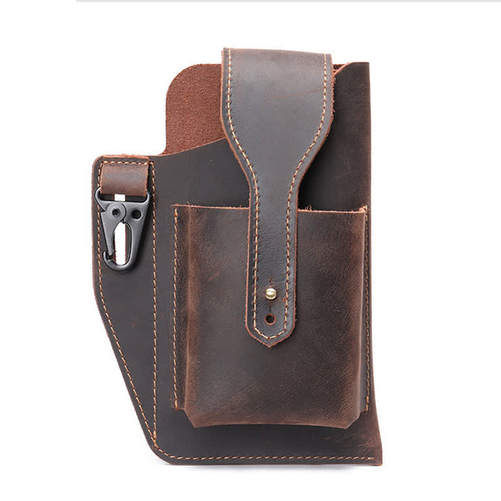 Minimalist Phone Crazy Horse Leather Belt Bag