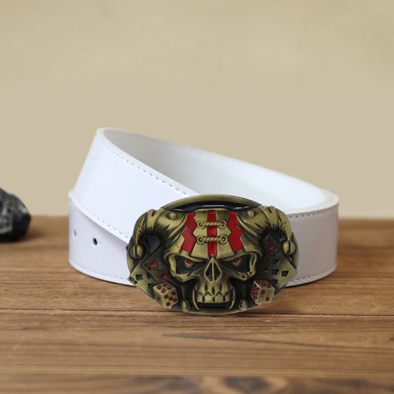 Men's DIY Skull Clown Joker Buckle Leather Belt