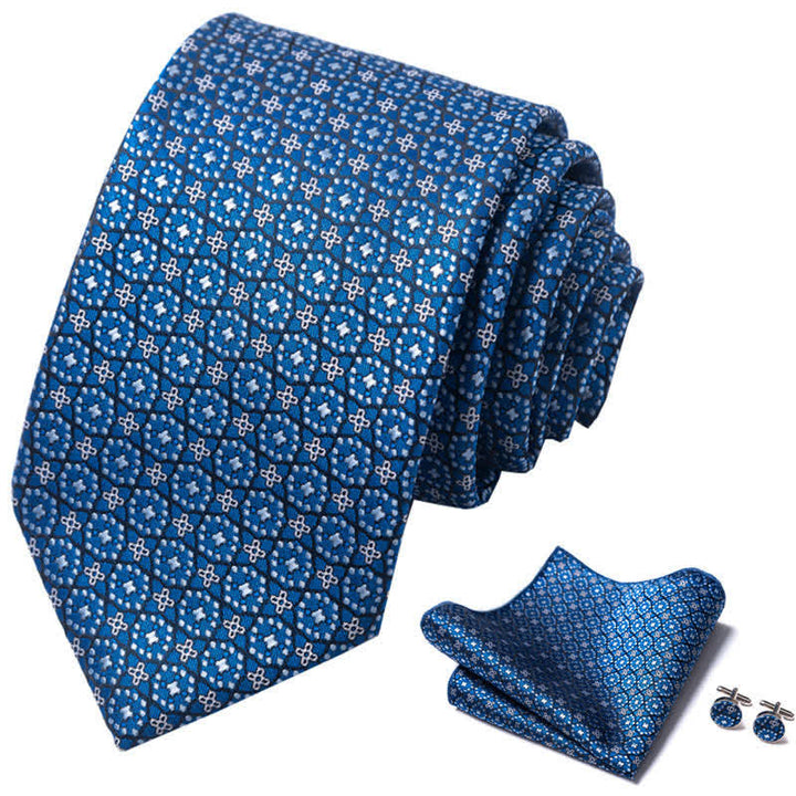 3Pcs Men's SteelBlue Patrician Gent Necktie Set