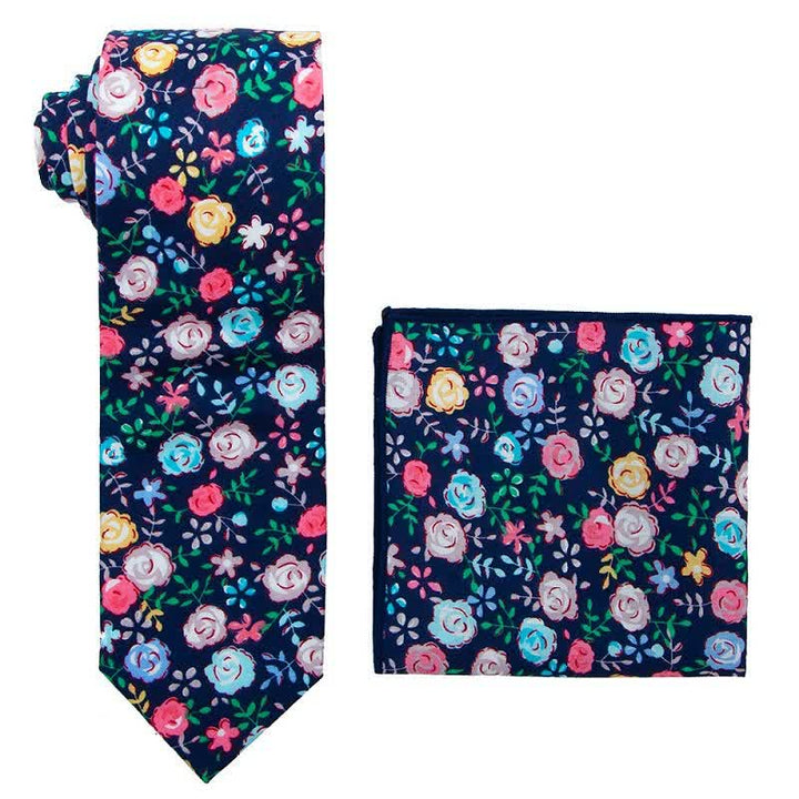 2Pcs Men's Daisy Rose Floral Necktie Set