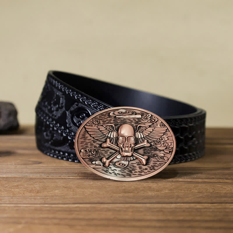 Men's DIY Skull Angel Creative Beer Holder Buckle Leather Belt