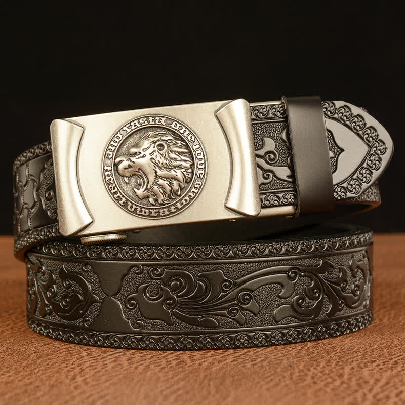 Men's Punk Lion Head Leather Belt