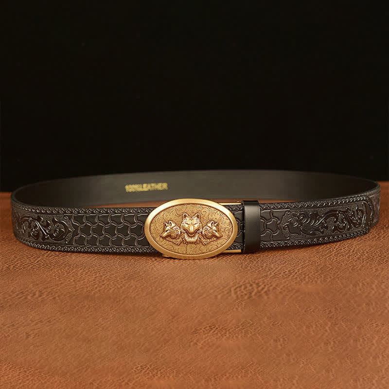 Men's Legend Of Hungry Wolves Leather Belt