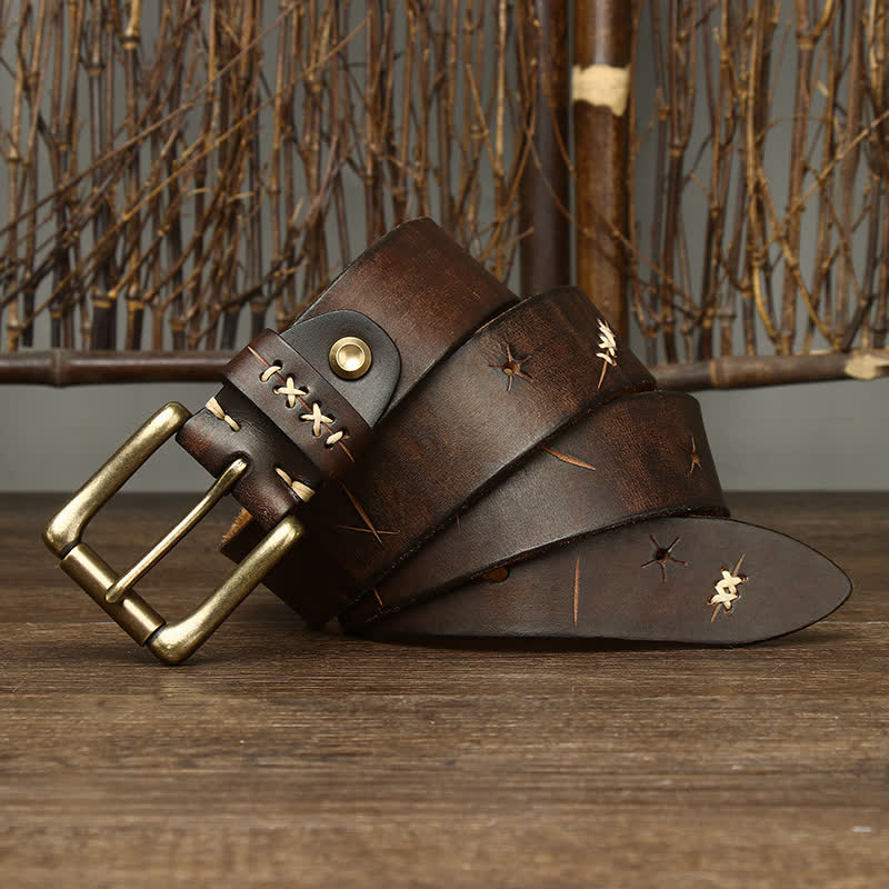 Men's Vintage Fancy Carving Leather Belt - image 3