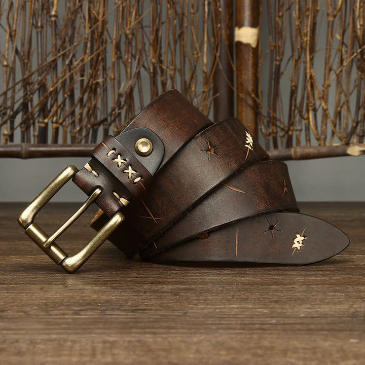 Men's Vintage Fancy Carving Leather Belt - image 3