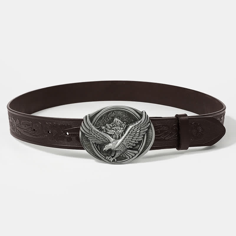 Men's Cool Eagle Wing Embossed Leather Belt