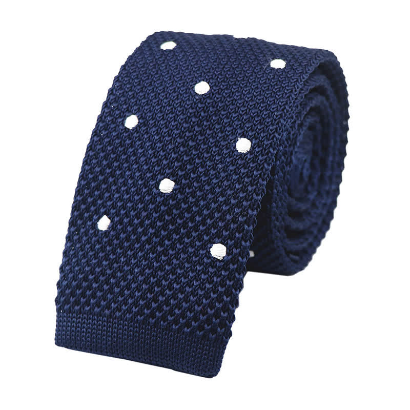 Men's White Polka Dot Knitted Necktie