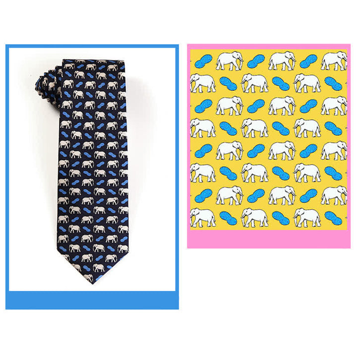 Men's Dancing Animal Motifs Pure Silk Necktie