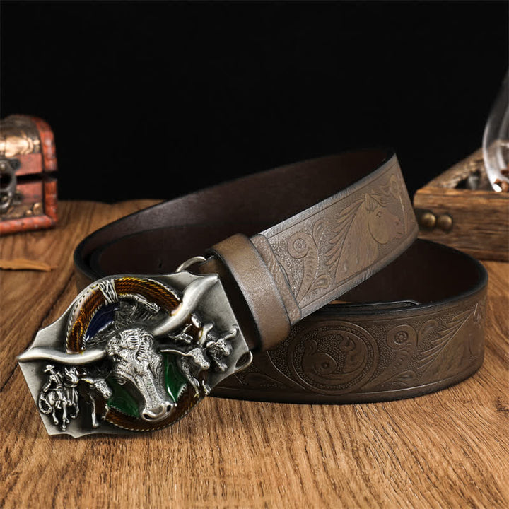 Men's Domineering Bull Head Leather Belt