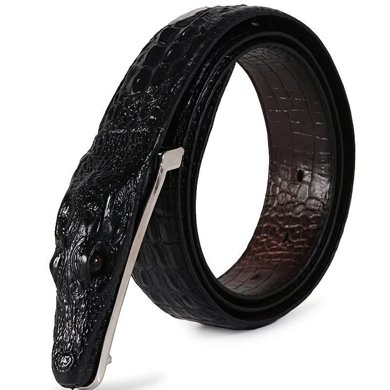 Men's Lifelike Crocodile Head Buckle Leather Belt