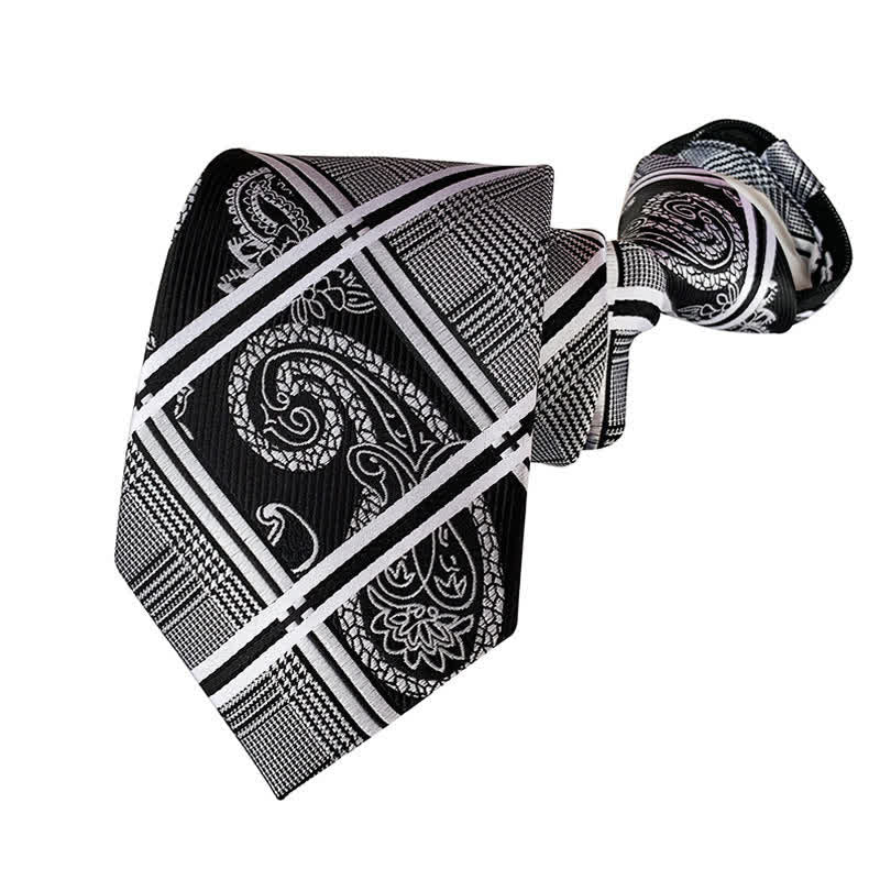 Men's Plaid Zipper Tie Argyle Necktie