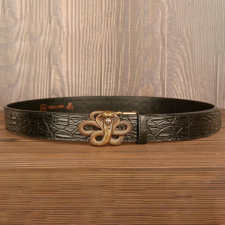 Men's Curled Cobra Alligator Pattern Leather Belt