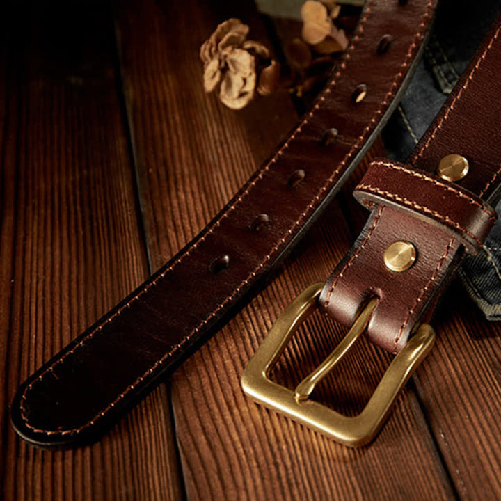 Men's Vintage Single Prong Buckle Leather Belt