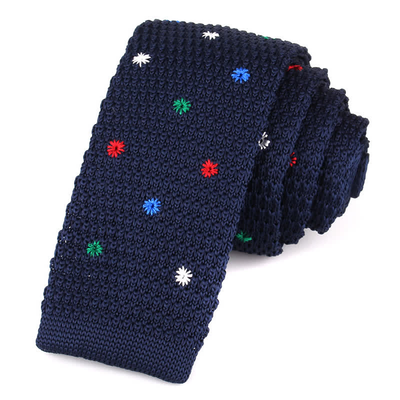 Men's Repeating Motifs Skinny Knitted Necktie