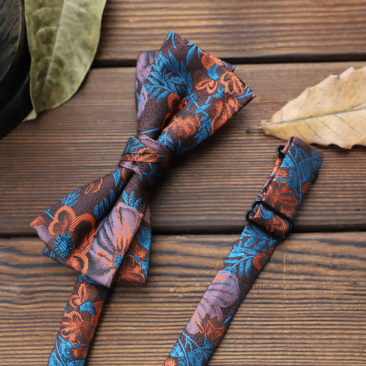 Men's British Striped Floral Bow Tie