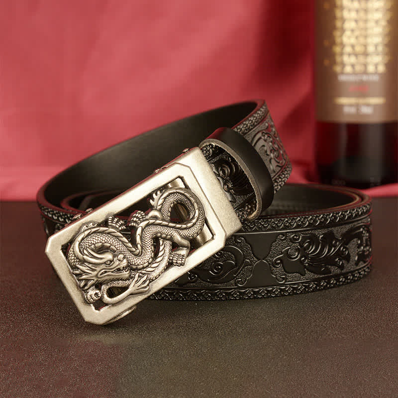 Men's Coiling Dragon Embossing Leather Belt