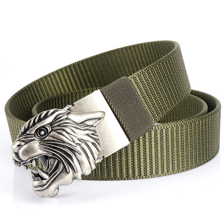 Men's Roaring Tiger Head Nylon Belt