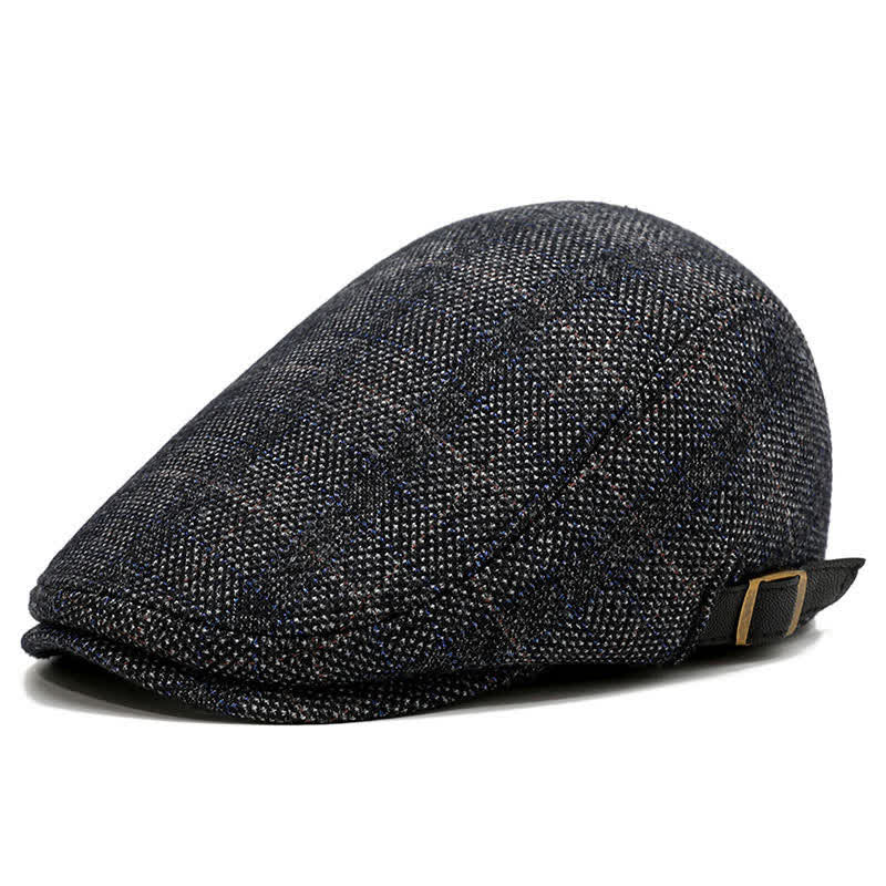 Artist Polar Fleece Plaid Flat Cap Beret - Blue - Adjustable (about 22"-23 1/4") - image 8