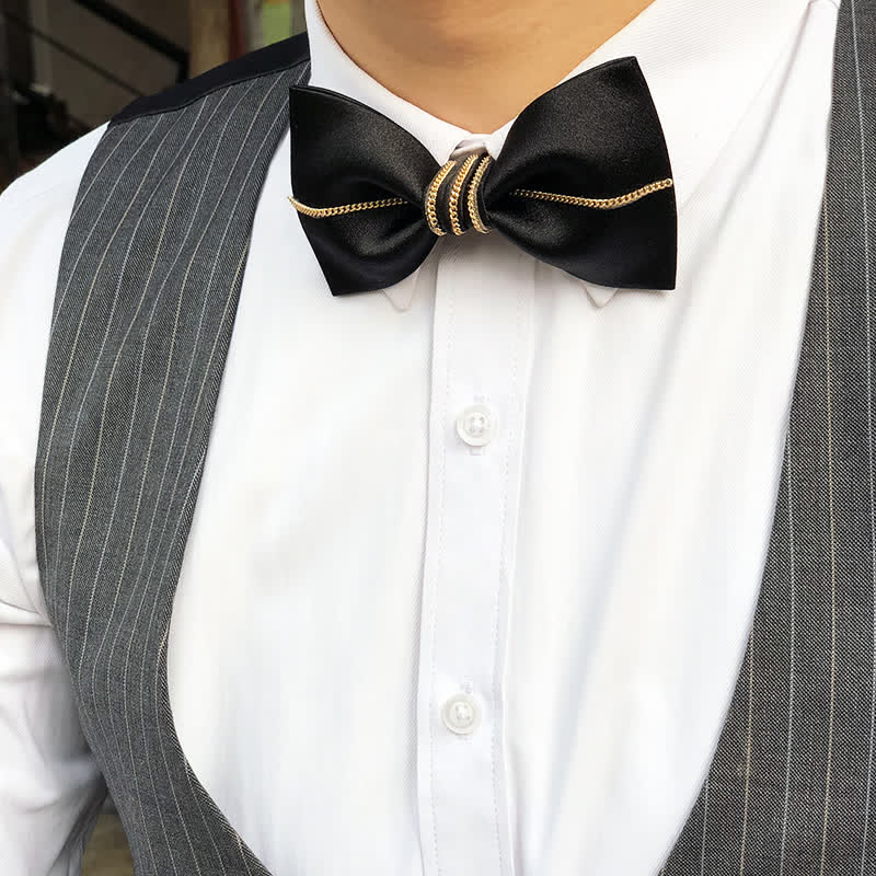 Men's Bling Chain Plain Bow Tie