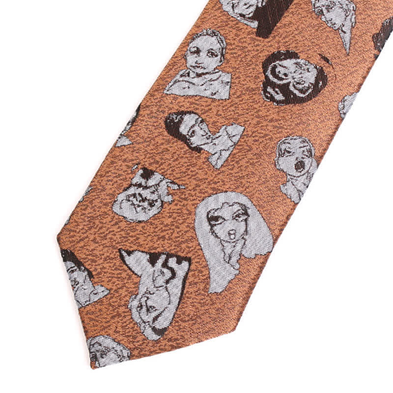 Men's Champagne Art Head Portrait Necktie