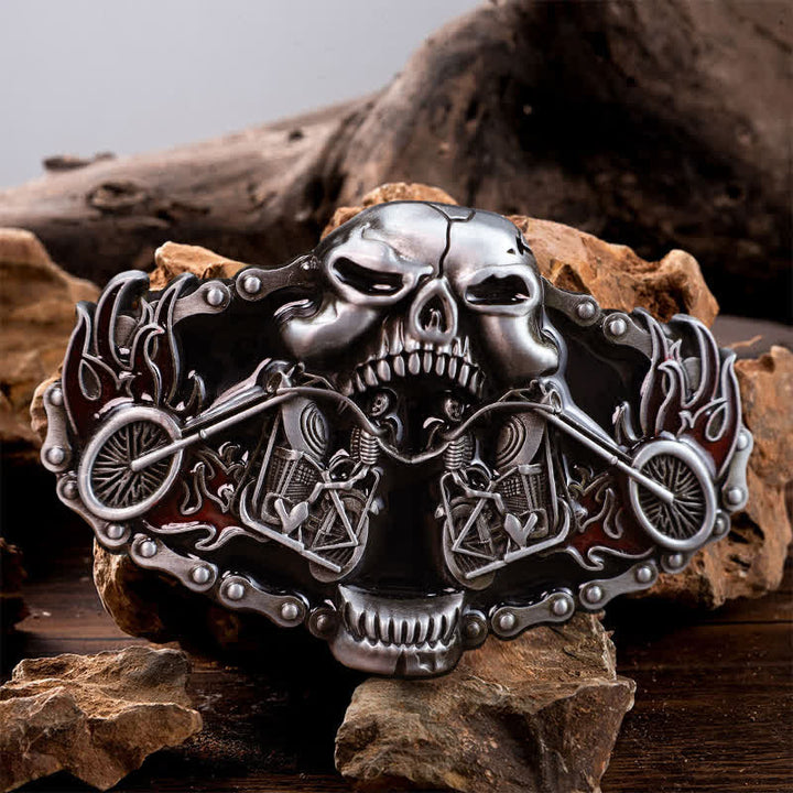 Men's DIY Skull Motorcycle Ghost Head Buckle Leather Belt