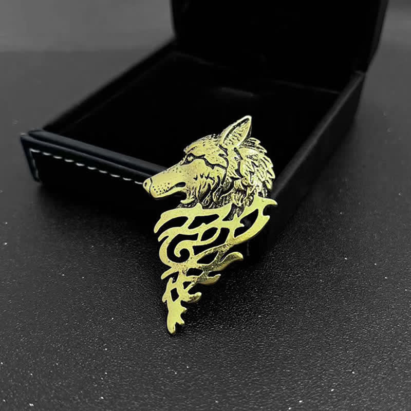 Men's Glamorous Hollow Wolf Head Brooch