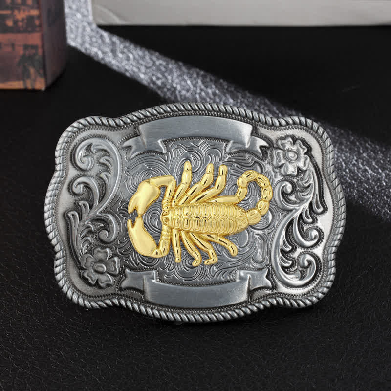 Men's DIY Gold Carving Animal Buckle Leather Belt