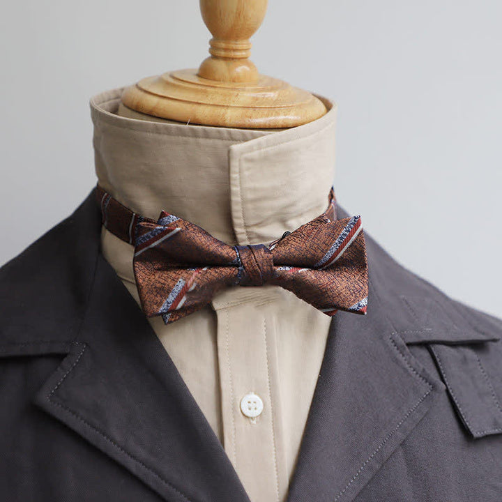 Men's Versatile Coffee Striped Bow Tie