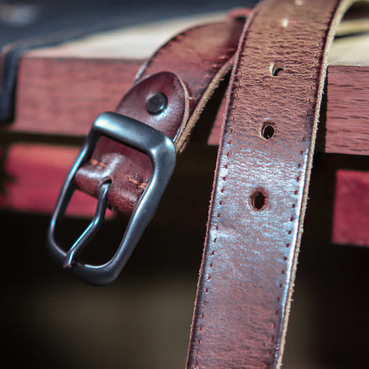Men's Western Distressed Style Leather Belt - image 8