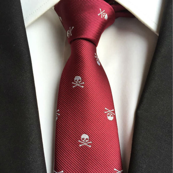 Men's Halloween Skeleton Cross Bones Necktie