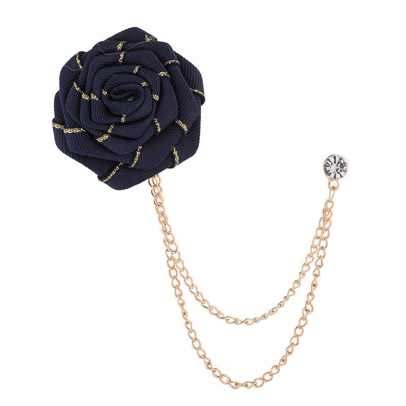 Men's Charming Floral Rose Chain Brooch