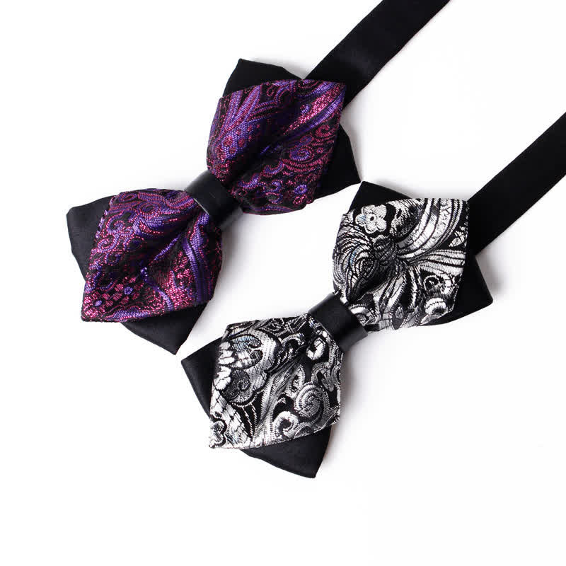 Men's Gold Hue Paisley Pointed Bow Tie