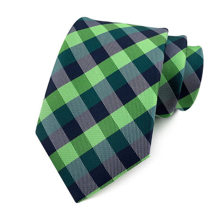 Men's Skinny Tuxedo Suit Plaid Necktie - Shade of Green - image 7