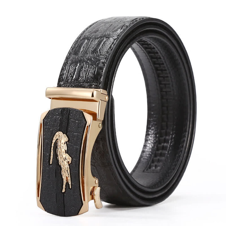 Men's Crocodile Relief Buckle Leather Belt