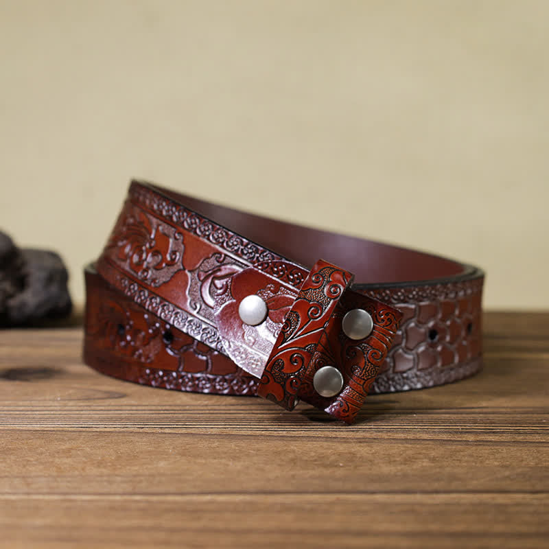 Men's DIY Arrowhead Shaped Bull Buckle Leather Belt