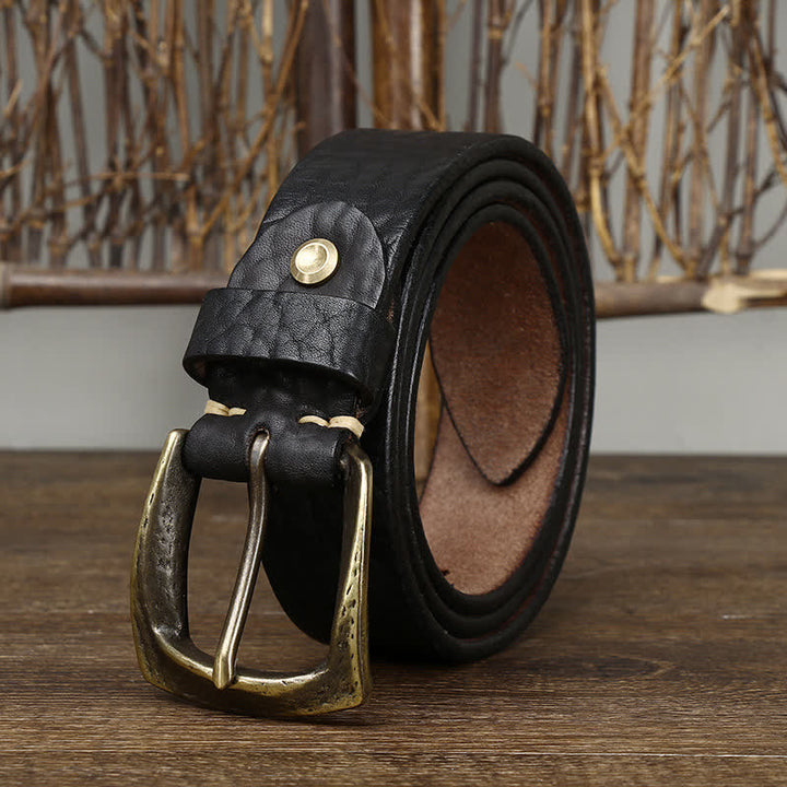 Men's Retro Yak Skin Pattern Leather Belt