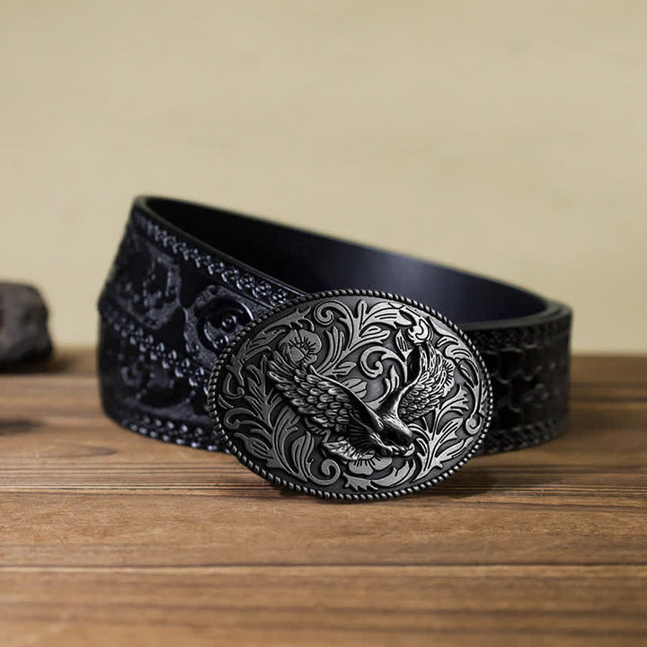 Men's DIY Animal Flying Eagle Buckle Leather Belt