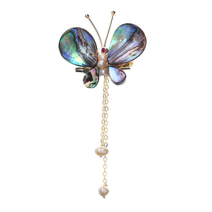 Women's Shell Butterfly Tassel Brooch